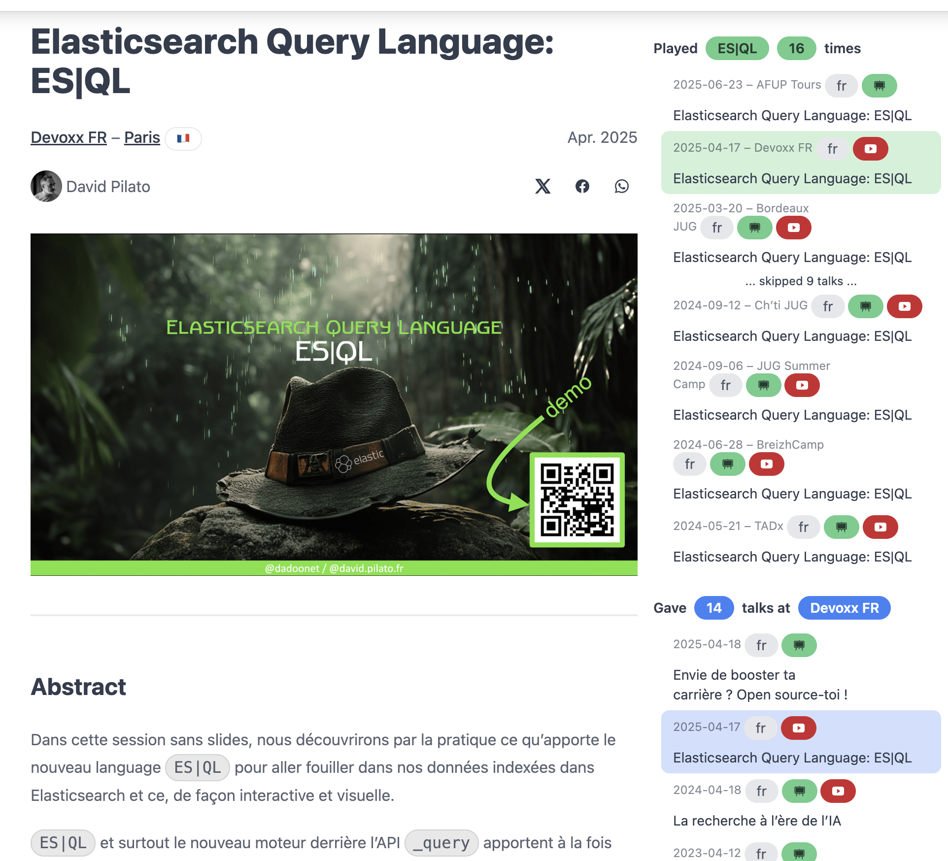Screenshot: Sidebar showing ES|QL played X times
