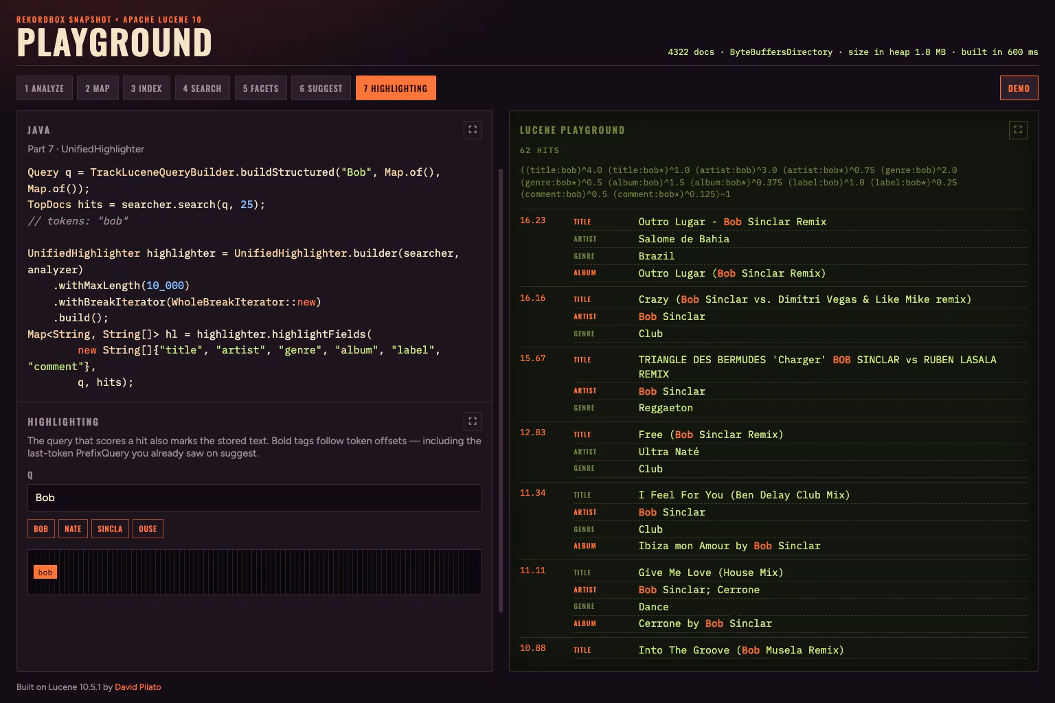 Search your beans with Lucene — Highlighting